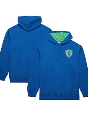 Seattle Sounders FC Mitchell & Ness Crest Fleece Pullover Hoodie Blue Green-2XL